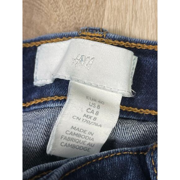 H&M Women's High Waist 8 Skinny Jeans Blue Stretch Denim‎ 99% Cotton Casual Y2K - Picture 5 of 10